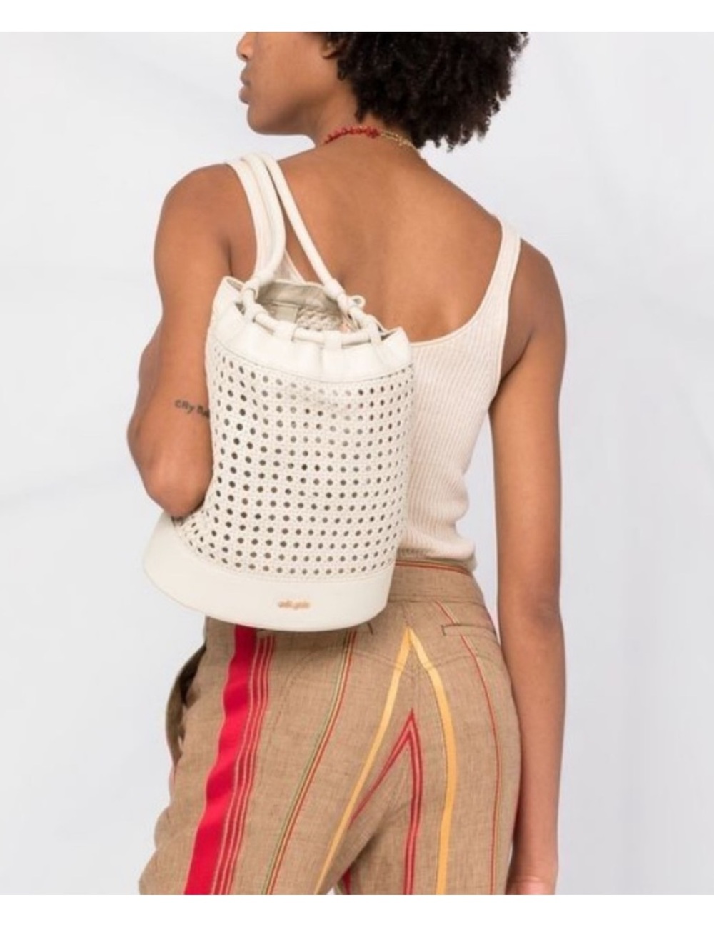 🔥 Cult Gaia leather Fifi Bucket Bag in Cream